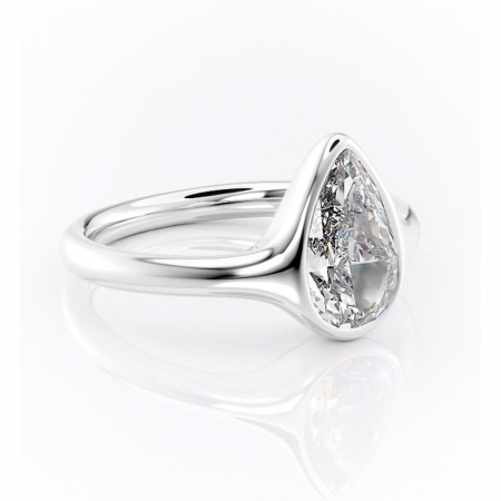 Pară - Inel de logodnă Avenelle din aur Alb 14kt cu moissanite tăietură pară – Montură închisă rafinată pentru solitar | Personalizează și configurează gratuit online