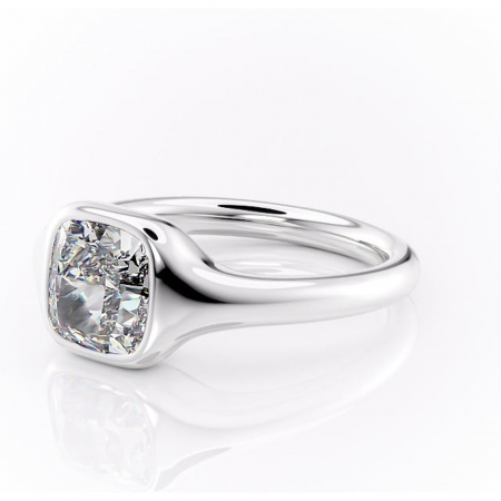 Inel de logodnă Avenelle din aur Alb 14kt cu moissanite tăietură pernă – Montură închisă rafinată pentru solitar | Personalizează și configurează gratuit online [6]