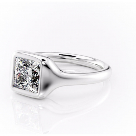 Inel de logodnă Avenelle din aur Alb 14kt cu moissanite tăietură princess – Montură închisă rafinată pentru solitar | Personalizează și configurează gratuit online [6]