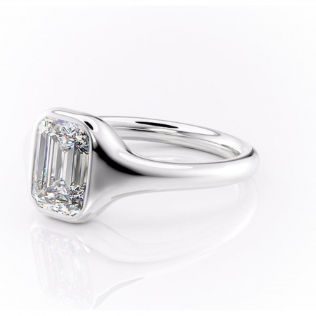 Inel de logodnă Avenelle din aur Alb 14kt cu moissanite tăietură smarald – Montură închisă rafinată pentru solitar | Personalizează și configurează gratuit online [6]