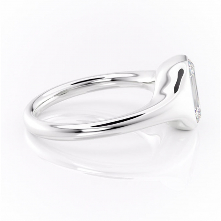 Inel de logodnă Avenelle din aur Alb 14kt cu moissanite tăietură smarald – Montură închisă rafinată pentru solitar | Personalizează și configurează gratuit online [1]