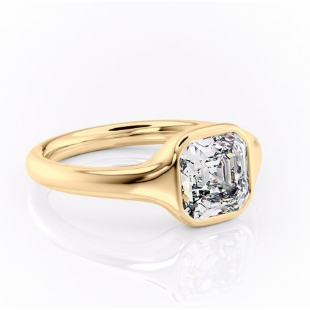 Solitaire - Inel de logodnă Avenelle din aur Galben 18kt cu moissanite tăietură asscher – Montură închisă rafinată pentru solitar | Personalizează și configurează gratuit online