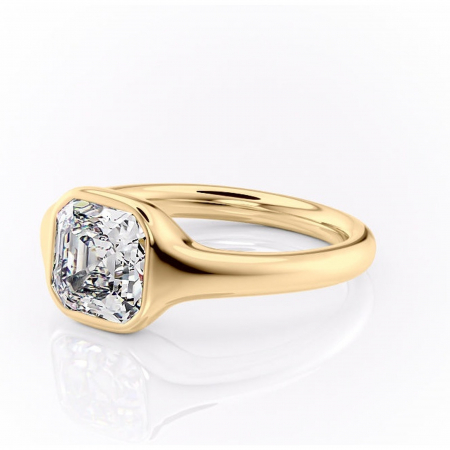 Inel de logodnă Avenelle din aur Galben 14kt cu moissanite tăietură asscher – Montură închisă rafinată pentru solitar | Personalizează și configurează gratuit online [6]