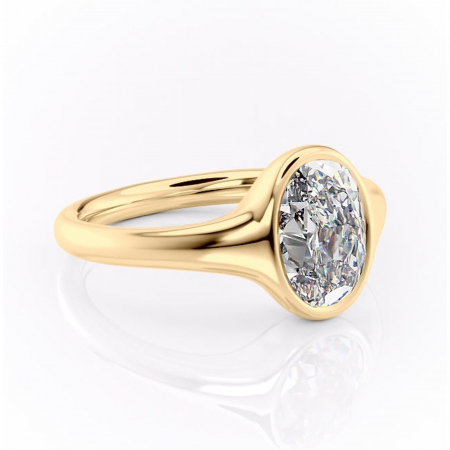 Aur galben - Inel de logodnă Avenelle din aur Galben 18kt cu moissanite tăietură ovală – Montură închisă rafinată pentru solitar | Personalizează și configurează gratuit online