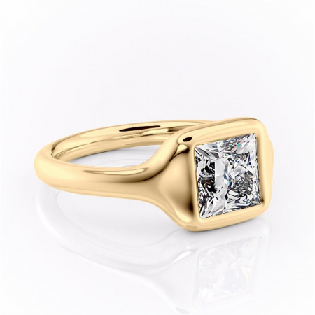Solitaire - Inel de logodnă Avenelle din aur Galben 18kt cu moissanite tăietură princess – Montură închisă rafinată pentru solitar | Personalizează și configurează gratuit online