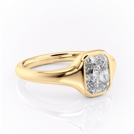 Solitaire - Inel de logodnă Avenelle din aur Galben 18kt cu moissanite tăietură radiantă – Montură închisă rafinată pentru solitar | Personalizează și configurează gratuit online