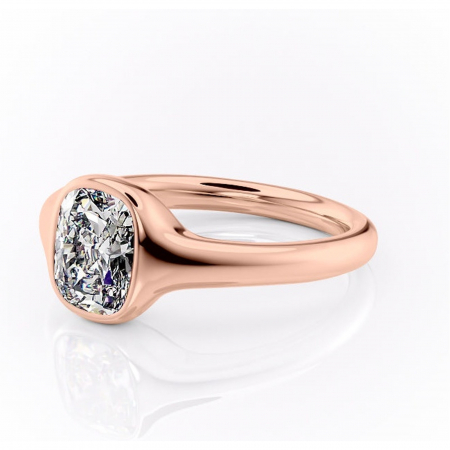 Inel de logodnă Avenelle din aur Rose 14kt cu moissanite tăietură asscher – Montură închisă rafinată pentru solitar | Personalizează și configurează gratuit online [6]