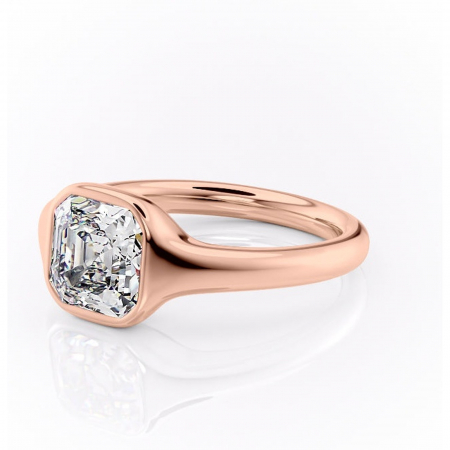 Inel de logodnă Avenelle din aur Rose 14kt cu moissanite tăietură asscher – Montură închisă rafinată pentru solitar | Personalizează și configurează gratuit online [6]