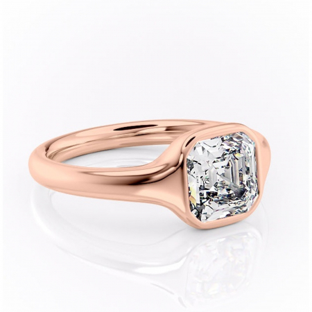 Solitaire - Inel de logodnă Avenelle din aur Rose 18kt cu moissanite tăietură asscher – Montură închisă rafinată pentru solitar | Personalizează și configurează gratuit online