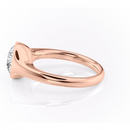 Inel de logodnă Avenelle din aur Rose 14kt cu moissanite tăietură rotundă – Montură închisă rafinată pentru solitar | Personalizează și configurează gratuit online [5]