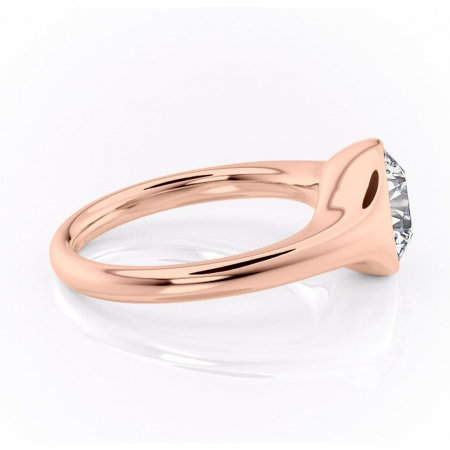 Inel de logodnă Avenelle din aur Rose 14kt cu moissanite tăietură rotundă – Montură închisă rafinată pentru solitar | Personalizează și configurează gratuit online [1]