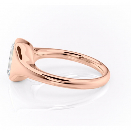Inel de logodnă Avenelle din aur Rose 14kt cu moissanite tăietură smarald – Montură închisă rafinată pentru solitar | Personalizează și configurează gratuit online [5]