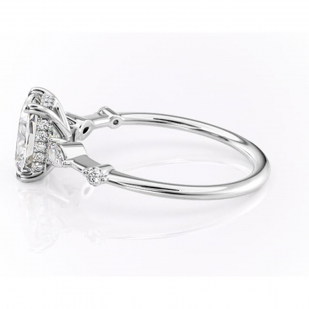 Inel de logodnă Azalea din aur Alb 14kt cu moissanite tăietură asscher – Montură cu trei pietre rafinată pentru profil mediu | Personalizează și configurează gratuit online [5]