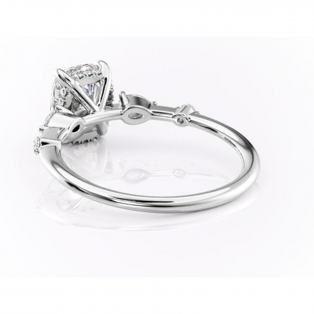 Inel de logodnă Azalea din aur Alb 14kt cu moissanite tăietură asscher – Montură cu trei pietre rafinată pentru profil mediu | Personalizează și configurează gratuit online [3]