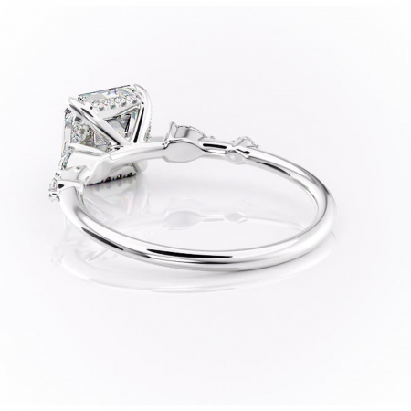 Inel de logodnă Azalea din aur Alb 14kt cu moissanite tăietură asscher – Montură cu trei pietre rafinată pentru profil mediu | Personalizează și configurează gratuit online [3]