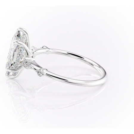 Inel de logodnă Azalea din aur Alb 14kt cu moissanite tăietură marquise – Montură cu trei pietre rafinată pentru profil mediu | Personalizează și configurează gratuit online [5]