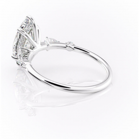 Inel de logodnă Azalea din aur Alb 14kt cu moissanite tăietură marquise – Montură cu trei pietre rafinată pentru profil mediu | Personalizează și configurează gratuit online [4]