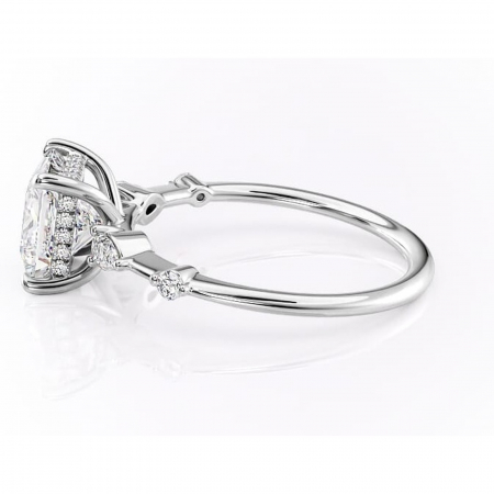 Inel de logodnă Azalea din aur Alb 18kt cu moissanite tăietură princess – Montură cu trei pietre rafinată pentru profil mediu | Personalizează și configurează gratuit online [5]