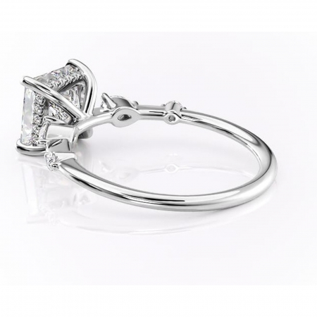 Inel de logodnă Azalea din aur Alb 18kt cu moissanite tăietură princess – Montură cu trei pietre rafinată pentru profil mediu | Personalizează și configurează gratuit online [4]