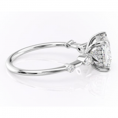 Inel de logodnă Azalea din aur Alb 18kt cu moissanite tăietură princess – Montură cu trei pietre rafinată pentru profil mediu | Personalizează și configurează gratuit online [1]