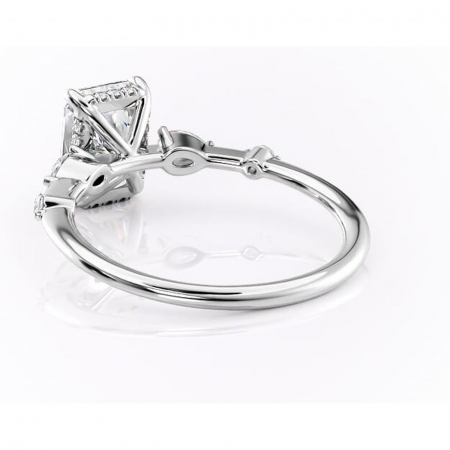 Inel de logodnă Azalea din aur Alb 18kt cu moissanite tăietură radiantă – Montură cu trei pietre rafinată pentru profil mediu | Personalizează și configurează gratuit online [3]