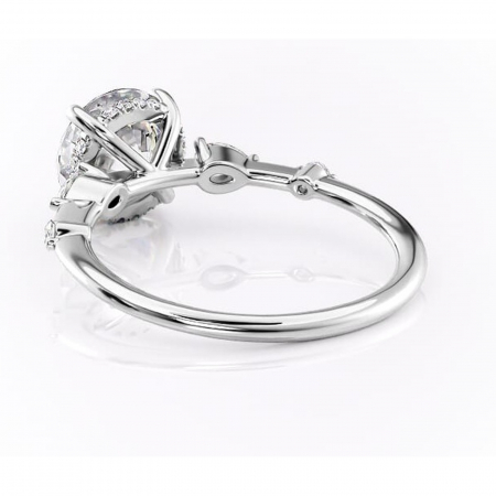 Inel de logodnă Azalea din aur Alb 14kt cu moissanite tăietură rotundă – Montură cu trei pietre rafinată pentru profil mediu | Personalizează și configurează gratuit online [3]