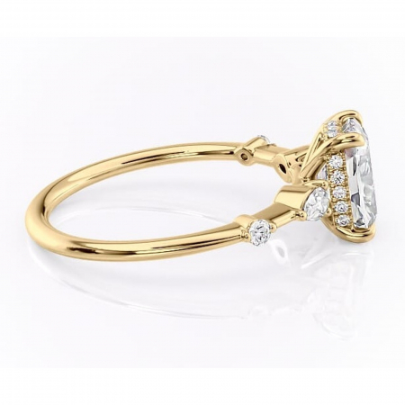 Inel de logodnă Azalea din aur Galben 14kt cu moissanite tăietură asscher – Montură cu trei pietre rafinată pentru profil mediu | Personalizează și configurează gratuit online [1]