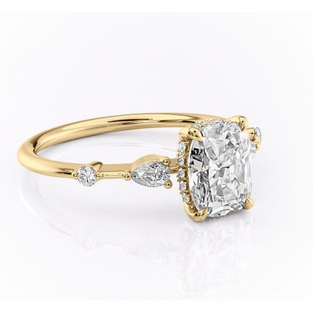 Aur galben - Inel de logodnă Azalea din aur Galben 14kt cu moissanite tăietură asscher – Montură cu trei pietre rafinată pentru profil mediu | Personalizează și configurează gratuit online