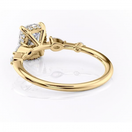 Inel de logodnă Azalea din aur Galben 14kt cu moissanite tăietură asscher – Montură cu trei pietre rafinată pentru profil mediu | Personalizează și configurează gratuit online [3]