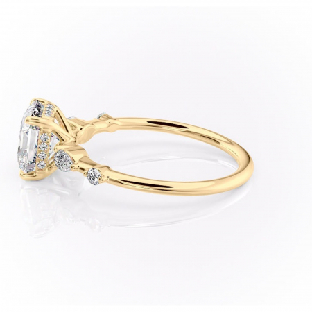 Inel de logodnă Azalea din aur Galben 18kt cu moissanite tăietură asscher – Montură cu trei pietre rafinată pentru profil mediu | Personalizează și configurează gratuit online [5]