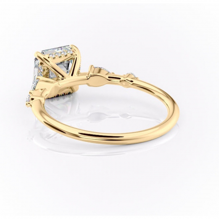 Inel de logodnă Azalea din aur Galben 18kt cu moissanite tăietură asscher – Montură cu trei pietre rafinată pentru profil mediu | Personalizează și configurează gratuit online [3]