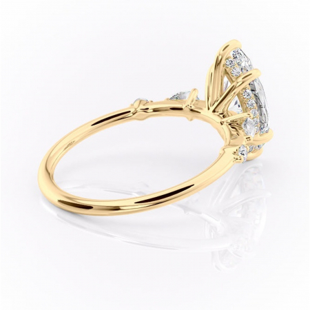 Inel de logodnă Azalea din aur Galben 14kt cu moissanite tăietură marquise – Montură cu trei pietre rafinată pentru profil mediu | Personalizează și configurează gratuit online [2]
