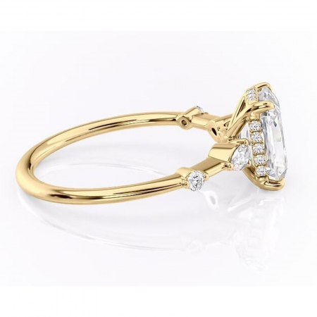 Inel de logodnă Azalea din aur Galben 14kt cu moissanite tăietură radiantă – Montură cu trei pietre rafinată pentru profil mediu | Personalizează și configurează gratuit online [1]