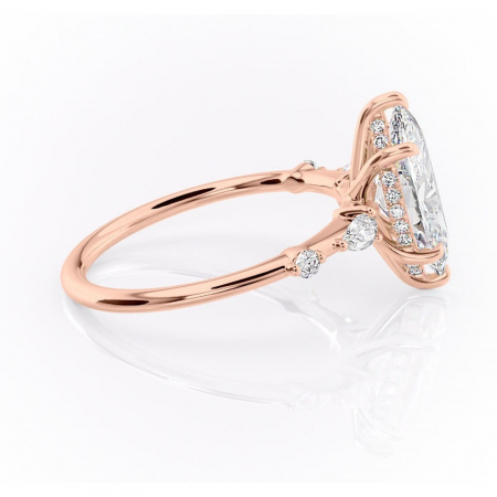 Inel de logodnă Azalea din aur Rose 18kt cu moissanite tăietură marquise – Montură cu trei pietre rafinată pentru profil mediu | Personalizează și configurează gratuit online [1]
