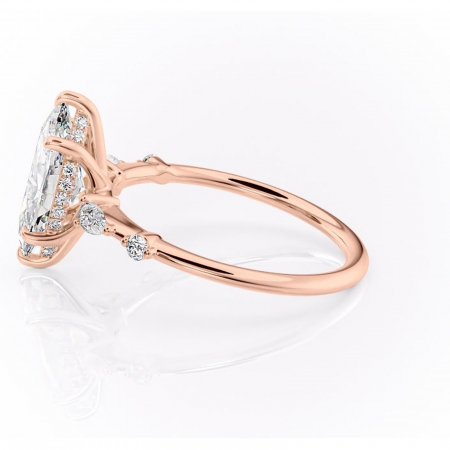 Inel de logodnă Azalea din aur Rose 18kt cu moissanite tăietură marquise – Montură cu trei pietre rafinată pentru profil mediu | Personalizează și configurează gratuit online [5]