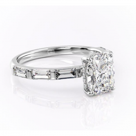 Pernă alungită - Inel de logodnă Beatrice din aur Alb 14kt cu moissanite tăietură asscher – Montură cu canal rafinată pentru profil înalt | Personalizează și configurează gratuit online