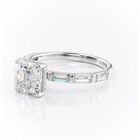 Inel de logodnă Beatrice din aur Alb 14kt cu moissanite tăietură asscher – Montură cu canal rafinată pentru profil înalt | Personalizează și configurează gratuit online [6]