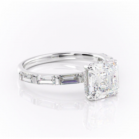 Asscher - Inel de logodnă Beatrice din aur Alb 14kt cu moissanite tăietură asscher – Montură cu canal rafinată pentru profil înalt | Personalizează și configurează gratuit online