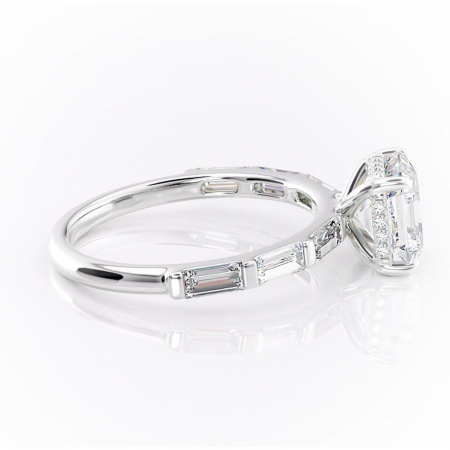 Inel de logodnă Beatrice din aur Alb 14kt cu moissanite tăietură asscher – Montură cu canal rafinată pentru profil înalt | Personalizează și configurează gratuit online [1]