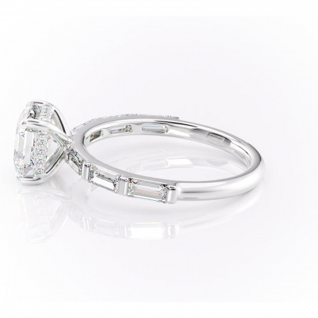 Inel de logodnă Beatrice din aur Alb 14kt cu moissanite tăietură asscher – Montură cu canal rafinată pentru profil înalt | Personalizează și configurează gratuit online [5]