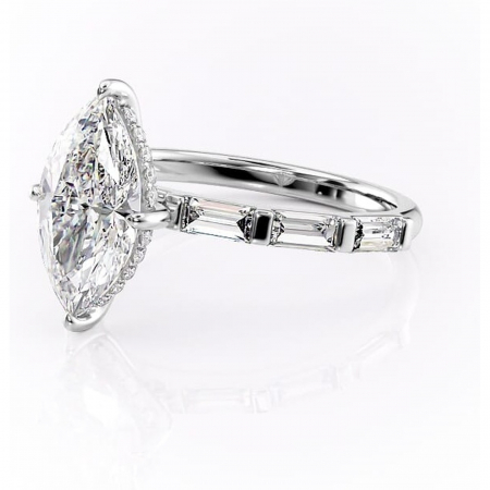 Inel de logodnă Beatrice din aur Alb 14kt cu moissanite tăietură marquise – Montură cu canal rafinată pentru profil înalt | Personalizează și configurează gratuit online [6]