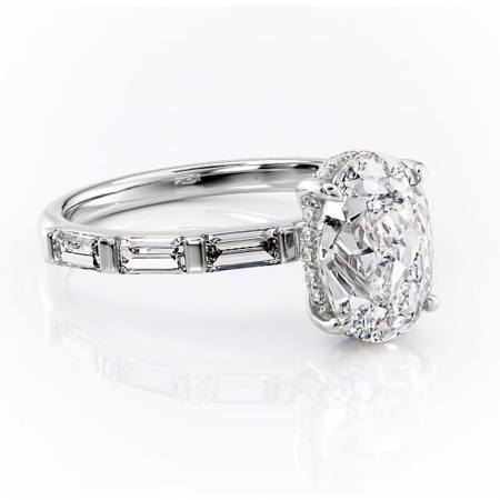 Ovală - Inel de logodnă Beatrice din aur Alb 14kt cu moissanite tăietură ovală – Montură cu canal rafinată pentru profil înalt | Personalizează și configurează gratuit online