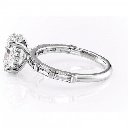 Inel de logodnă Beatrice din aur Alb 14kt cu moissanite tăietură ovală – Montură cu canal rafinată pentru profil înalt | Personalizează și configurează gratuit online [5]