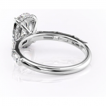 Inel de logodnă Beatrice din aur Alb 14kt cu moissanite tăietură ovală – Montură cu canal rafinată pentru profil înalt | Personalizează și configurează gratuit online [3]