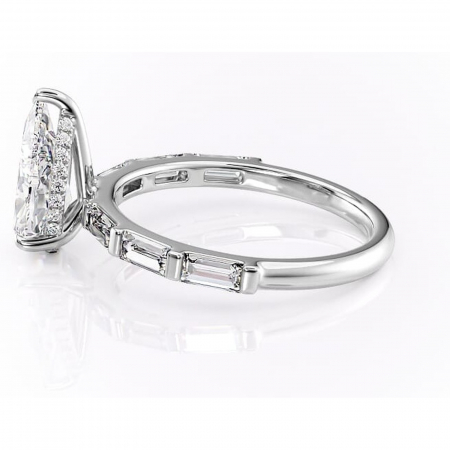 Inel de logodnă Beatrice din aur Alb 14kt cu moissanite tăietură pară – Montură cu canal rafinată pentru profil înalt | Personalizează și configurează gratuit online [5]