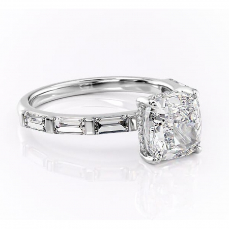 Pernă - Inel de logodnă Beatrice din aur Alb 14kt cu moissanite tăietură pernă – Montură cu canal rafinată pentru profil înalt | Personalizează și configurează gratuit online