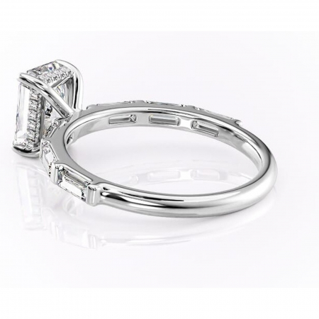 Inel de logodnă Beatrice din aur Alb 14kt cu moissanite tăietură radiantă – Montură cu canal rafinată pentru profil înalt | Personalizează și configurează gratuit online [4]