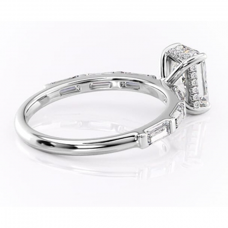 Inel de logodnă Beatrice din aur Alb 14kt cu moissanite tăietură radiantă – Montură cu canal rafinată pentru profil înalt | Personalizează și configurează gratuit online [2]