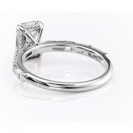 Inel de logodnă Beatrice din aur Alb 14kt cu moissanite tăietură radiantă – Montură cu canal rafinată pentru profil înalt | Personalizează și configurează gratuit online [3]