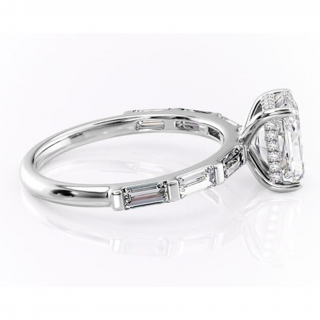 Inel de logodnă Beatrice din aur Alb 14kt cu moissanite tăietură radiantă – Montură cu canal rafinată pentru profil înalt | Personalizează și configurează gratuit online [1]